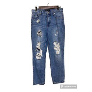 Aeropostale Mom Jeans Size 8 Distressed Med Wash